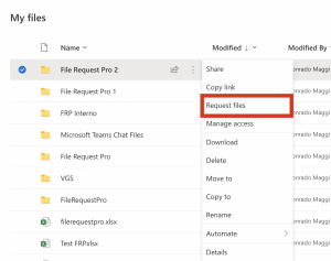 how to send a file request on onedrive