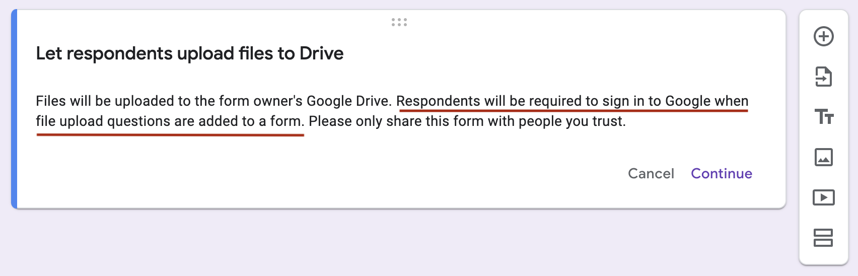 How to upload files to Google Forms without a sign in?