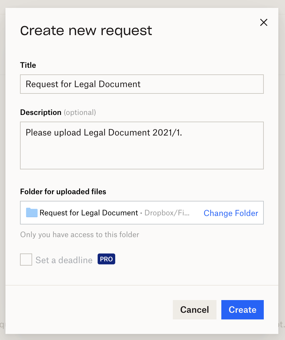 Example of Dropbox file request
