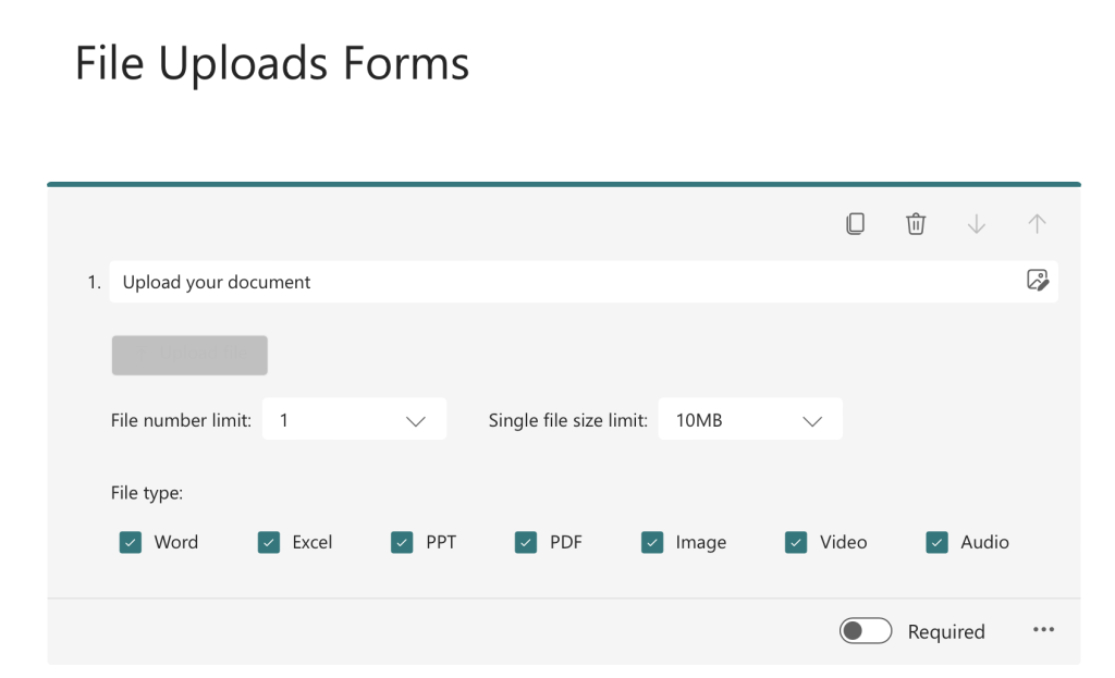 File upload question microsoft forms