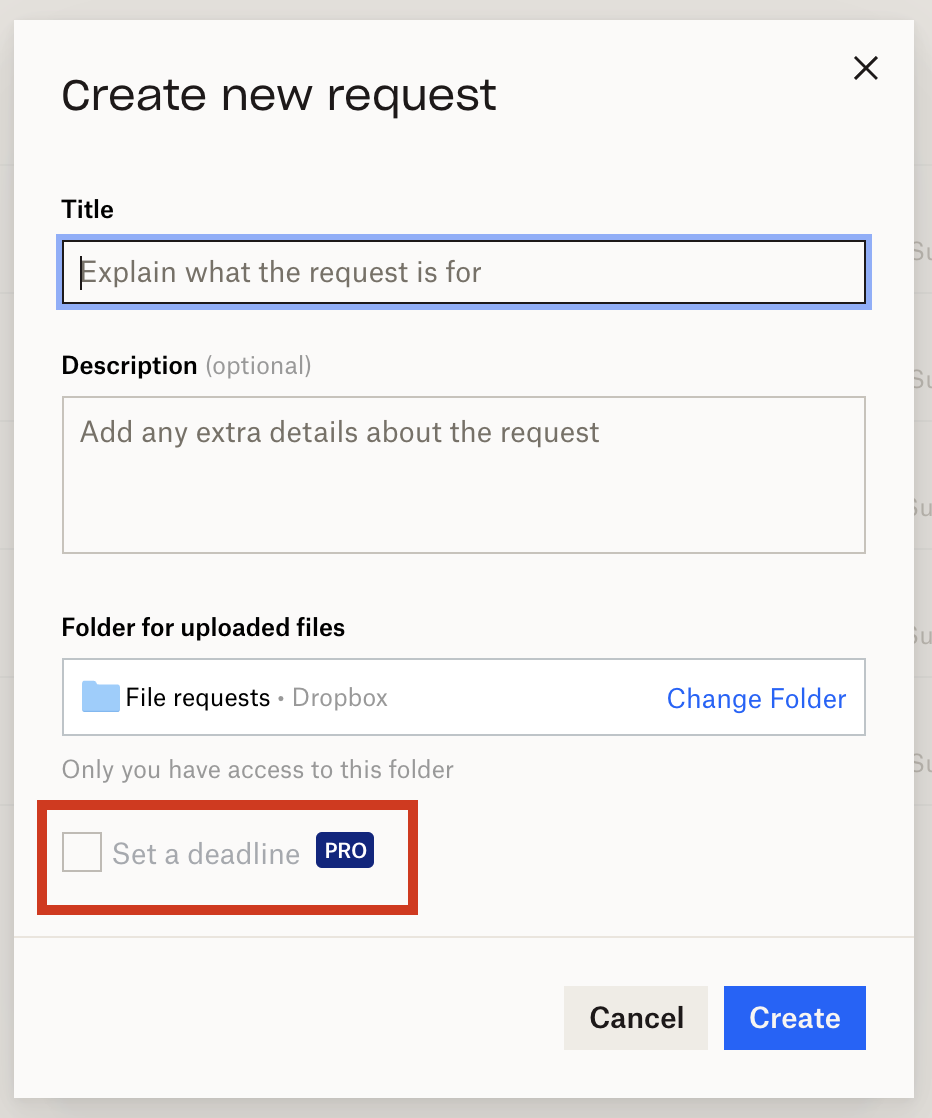  file request click - Create file requests