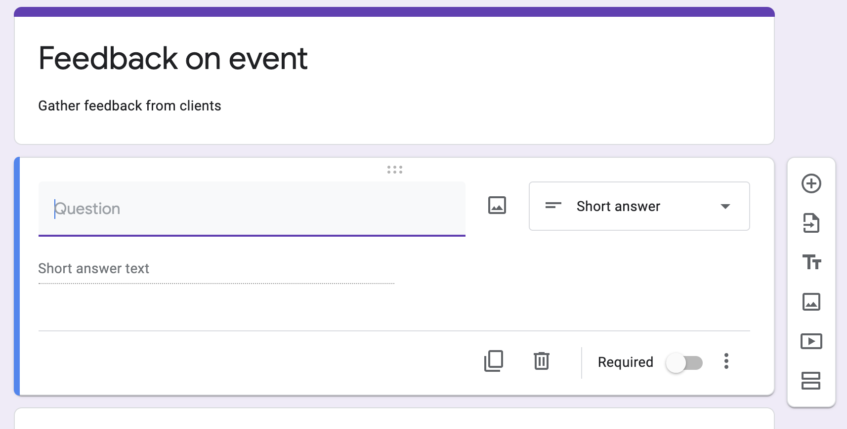 Example of Google Forms