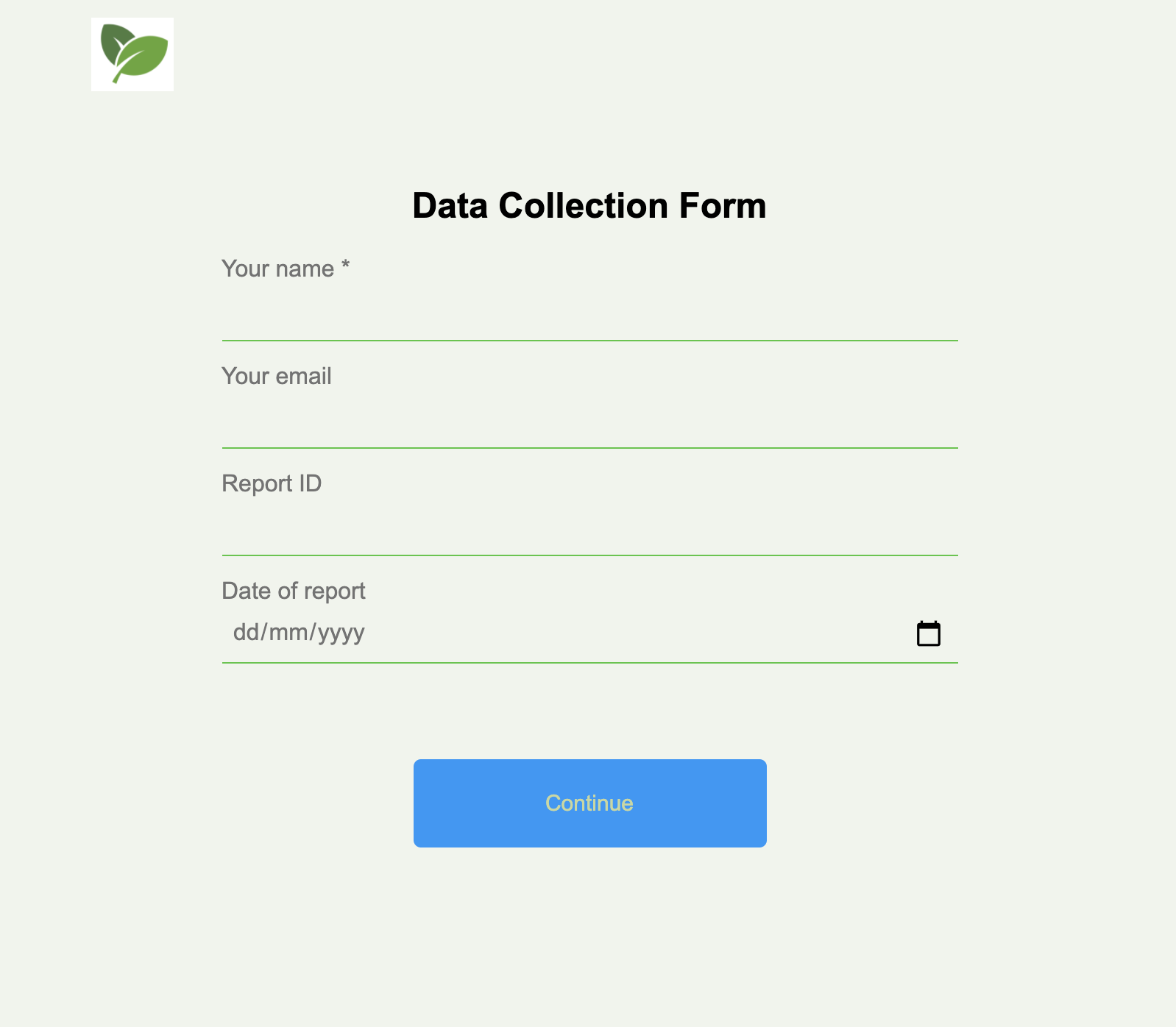 exampe of a data collection form