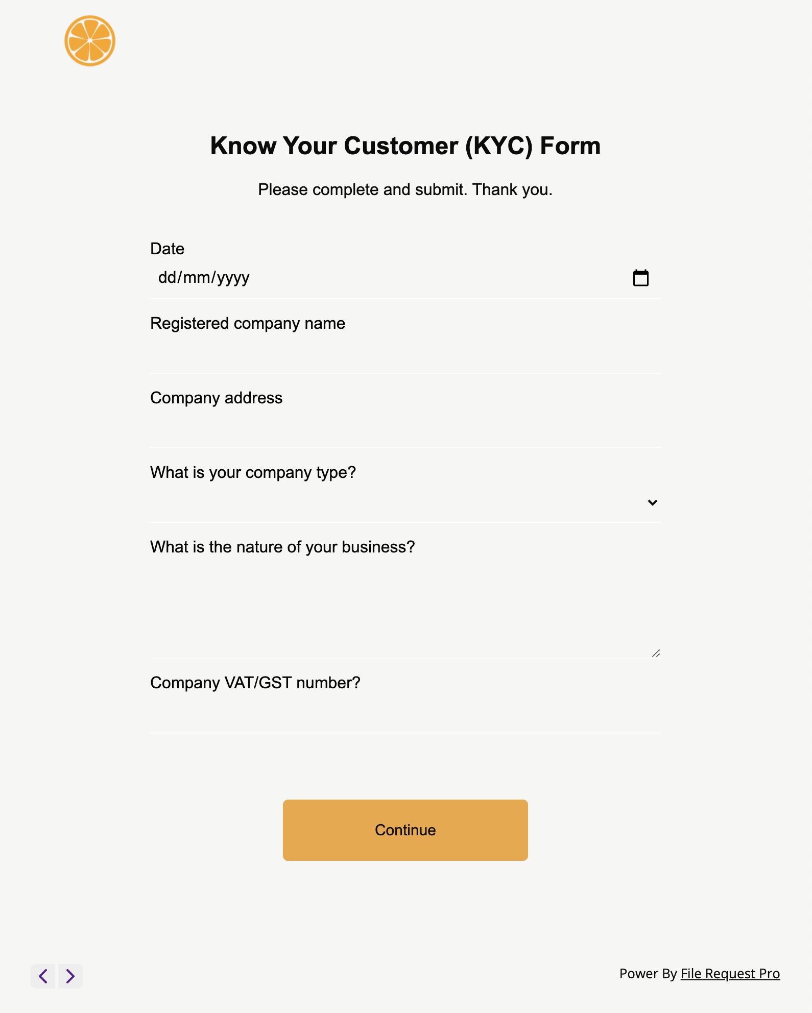 know your customer form
