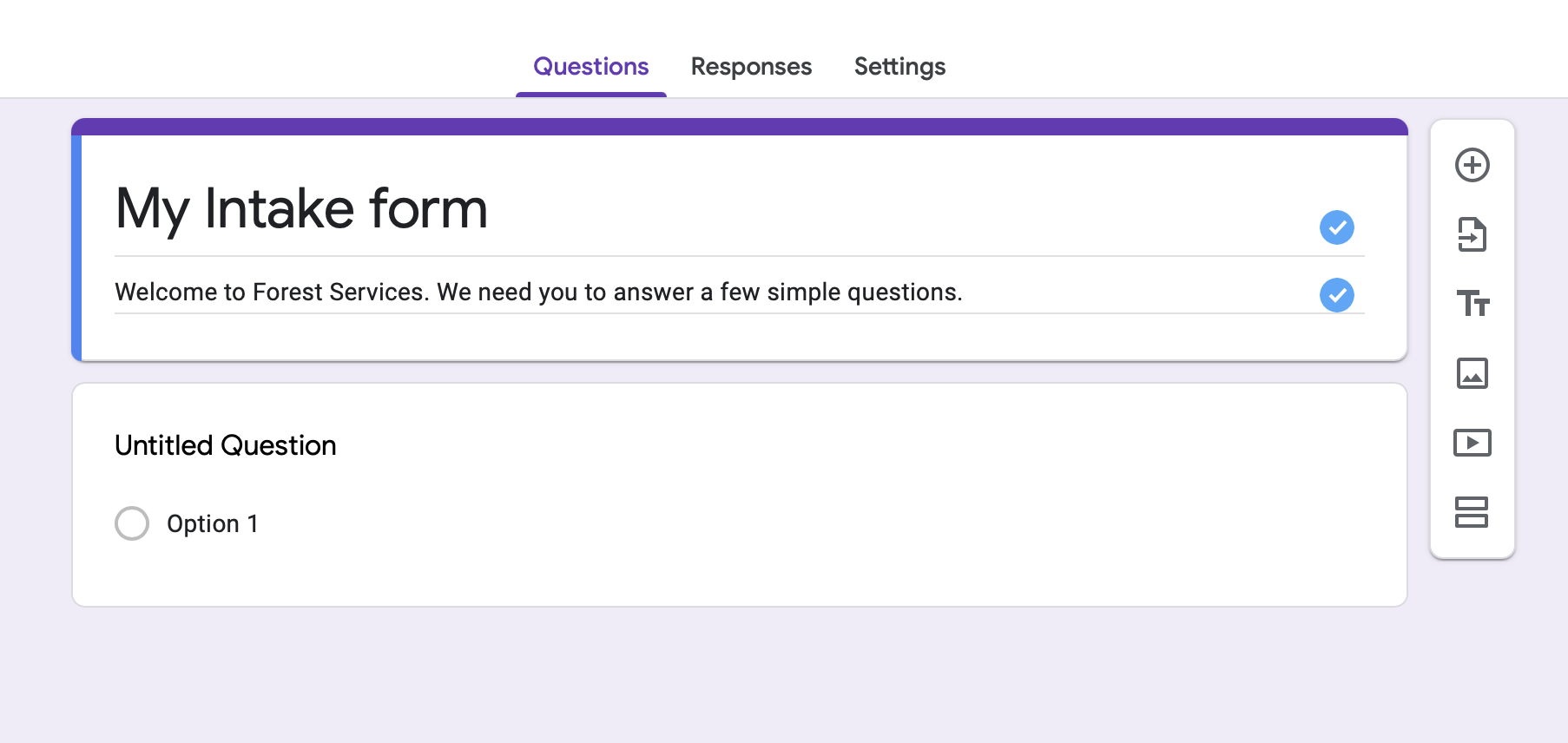 Create google form intake form