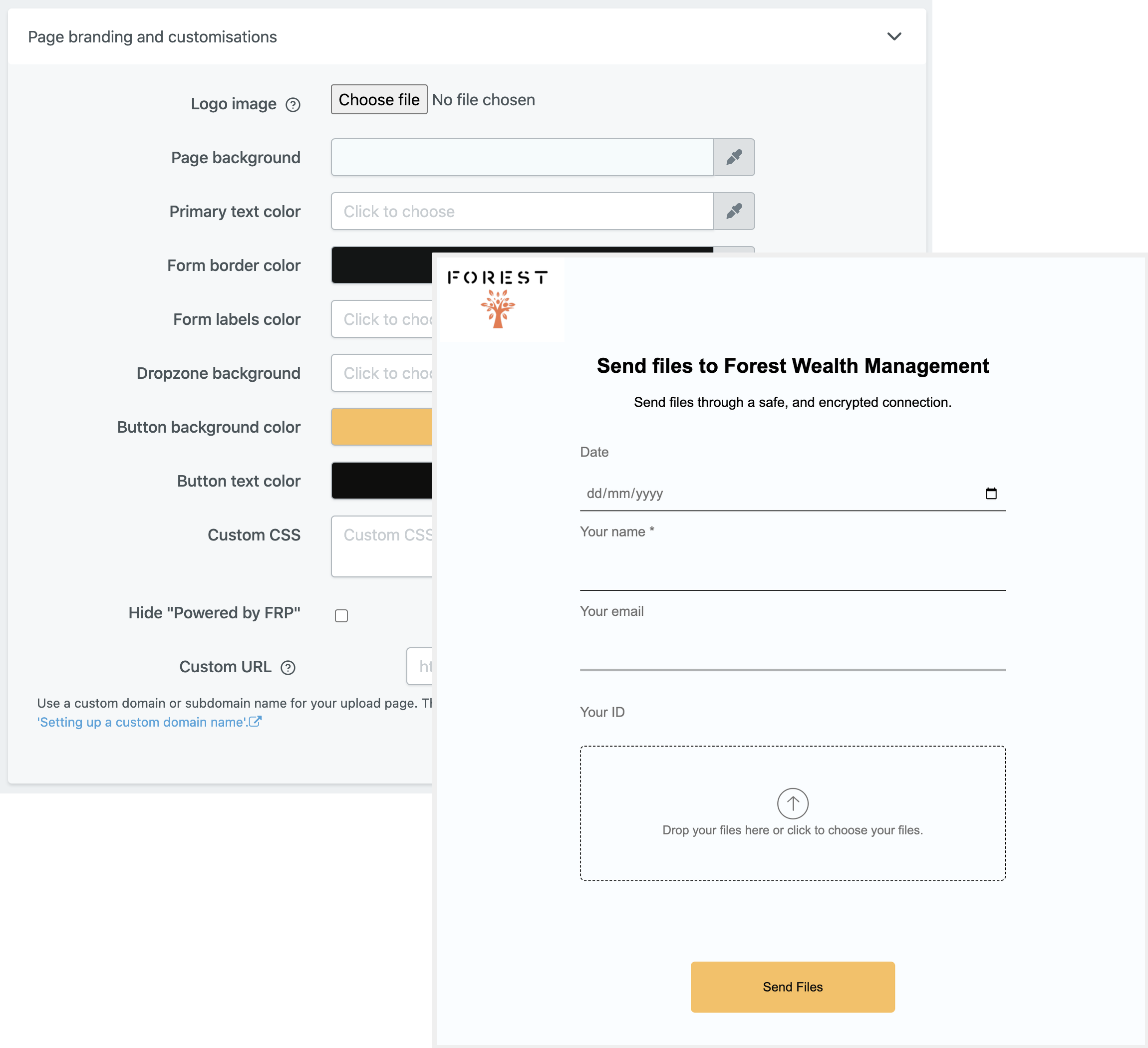 White label upload portal for accountants