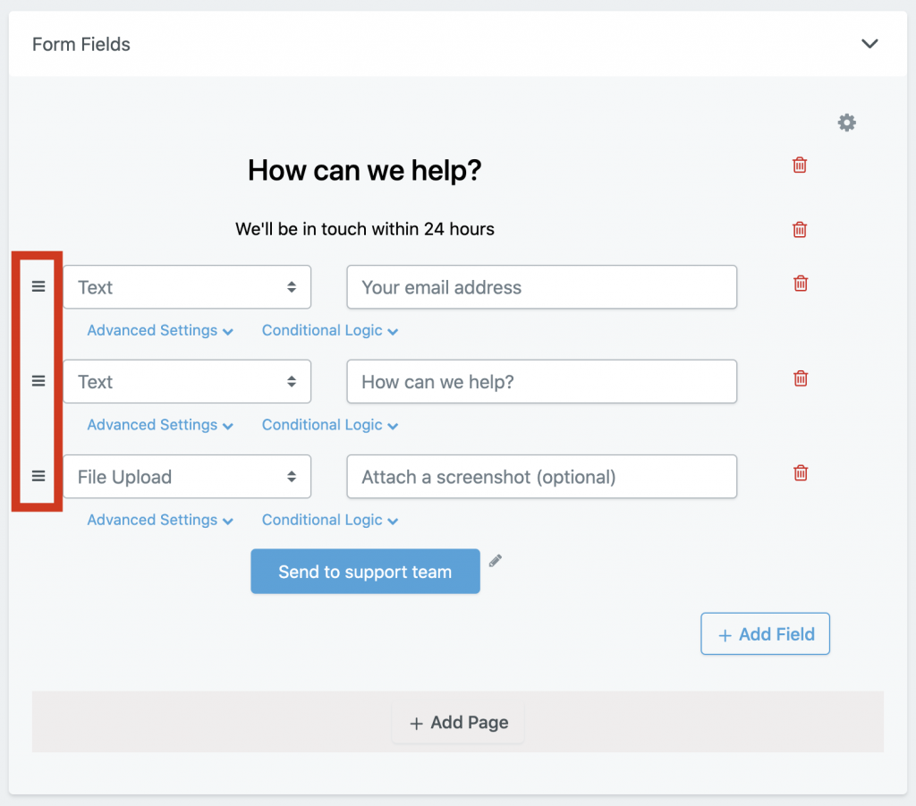 How to move form fields