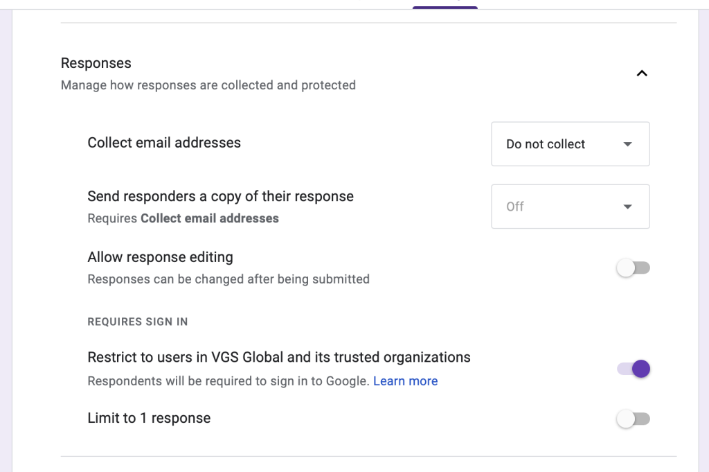 Google Forms - Manage responses