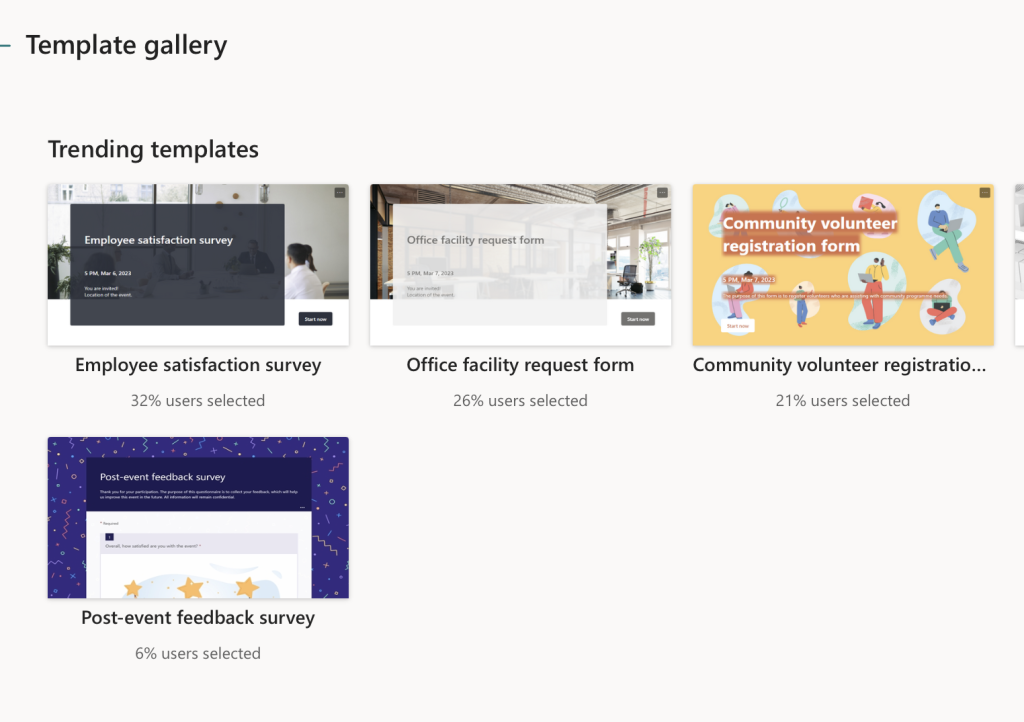 Microsoft Forms Templates Gallery