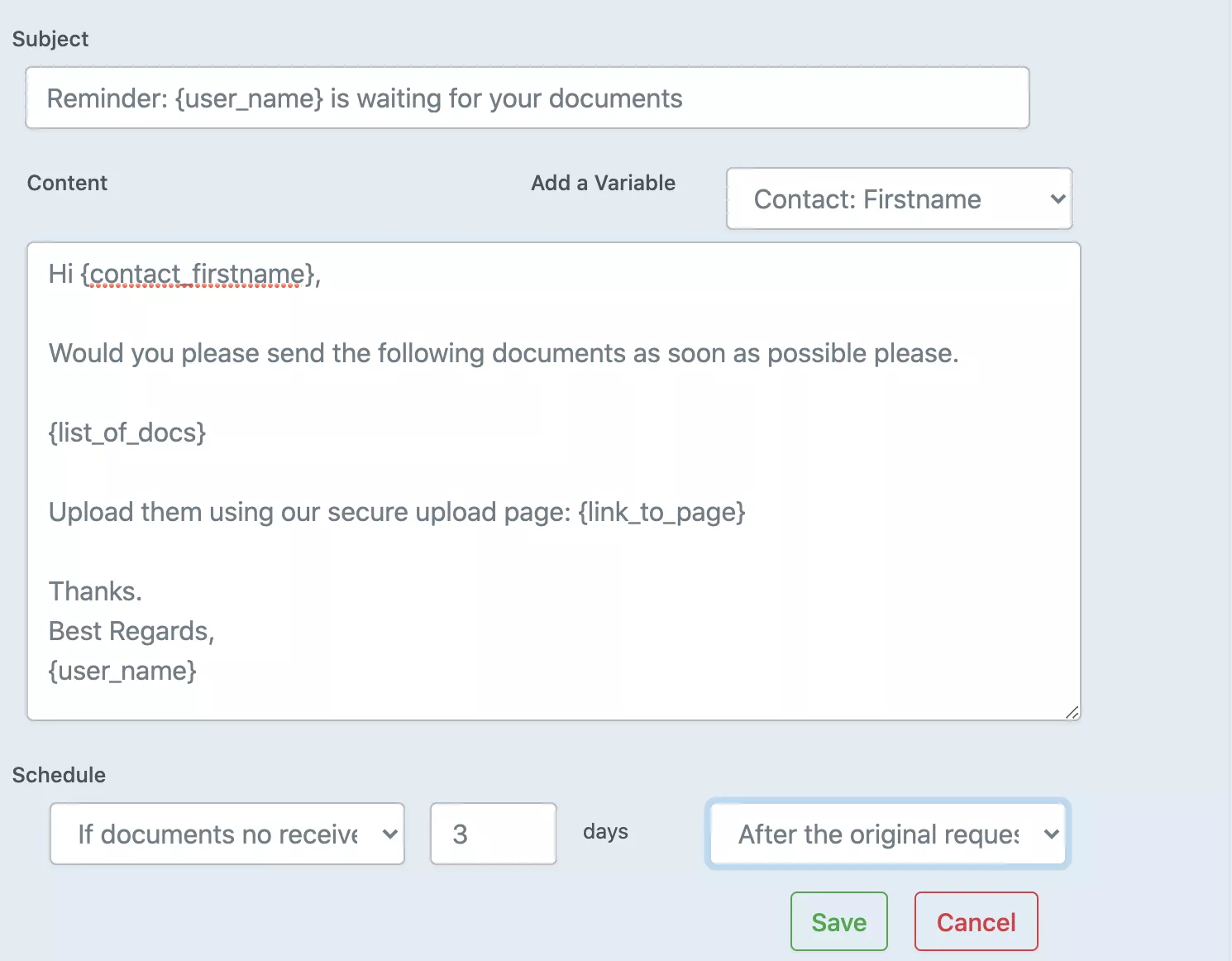 Coach intake form - Automatic reminders