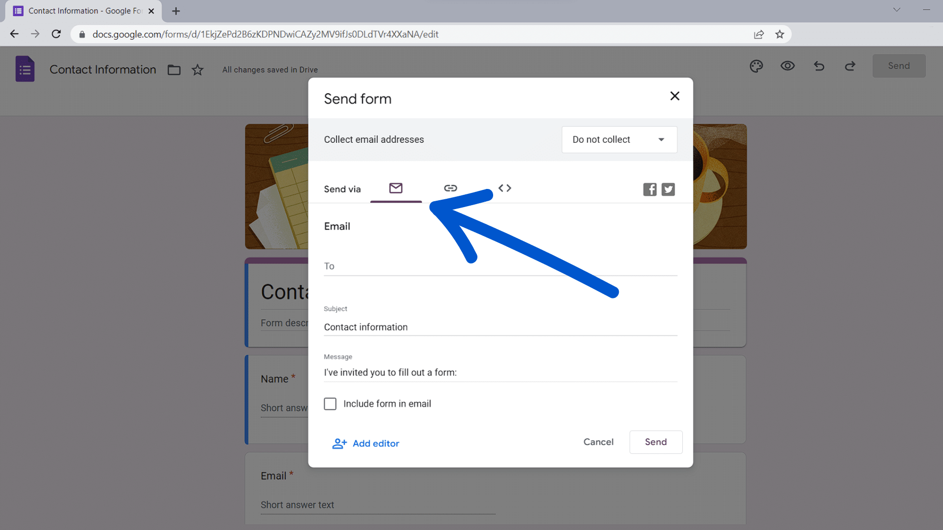 Send Google Form by email