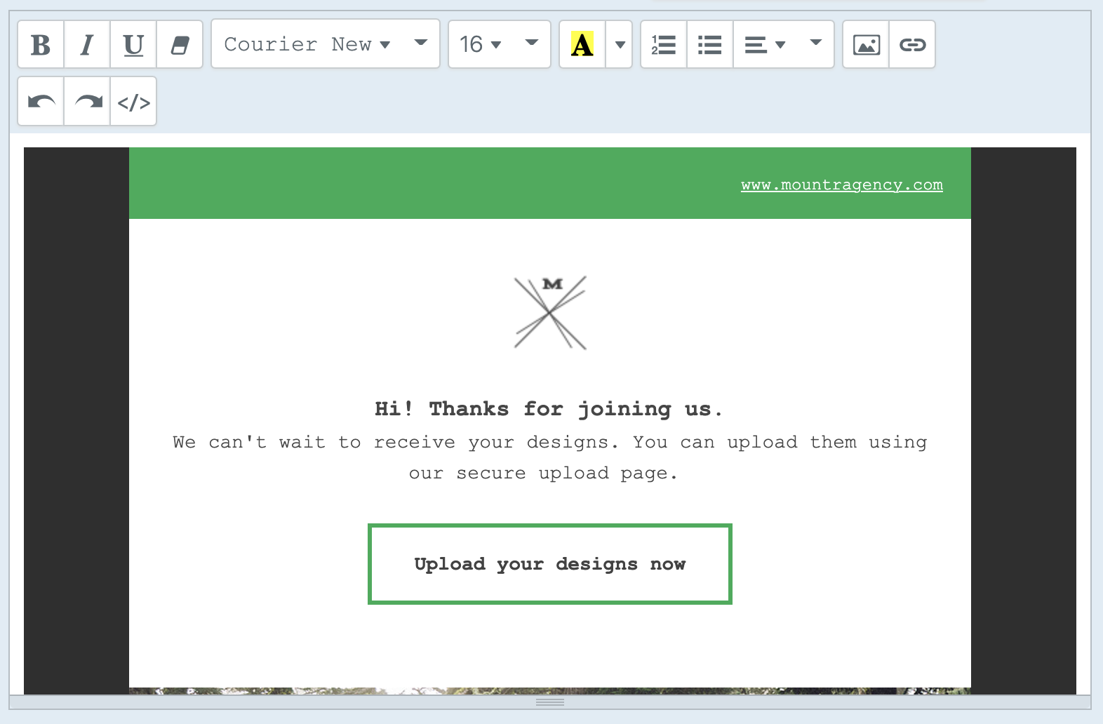 Example of a file request HTML email