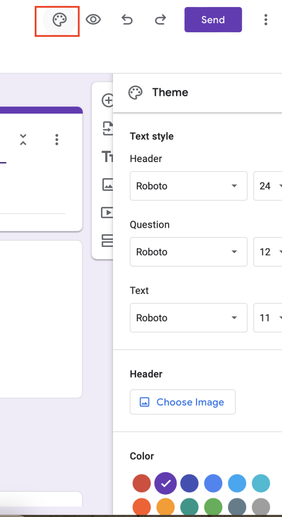 Google Forms theme and customization options