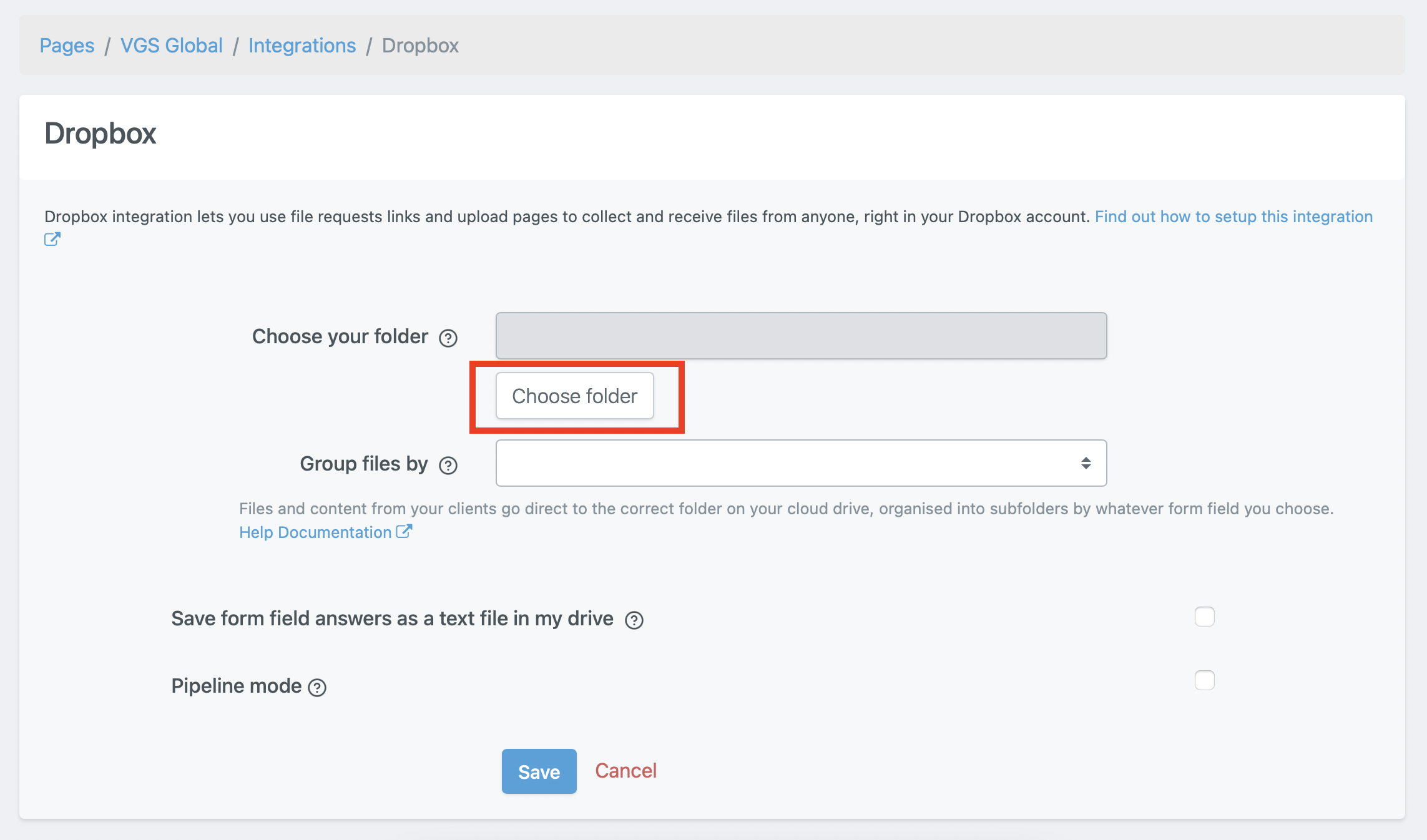 File Request Pro - Choose OneDrive Folder - Step 1